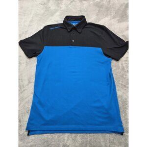 Under Armour Cold Gear Polo‎ Shirt Mens L Blue/Black Short Sleeve